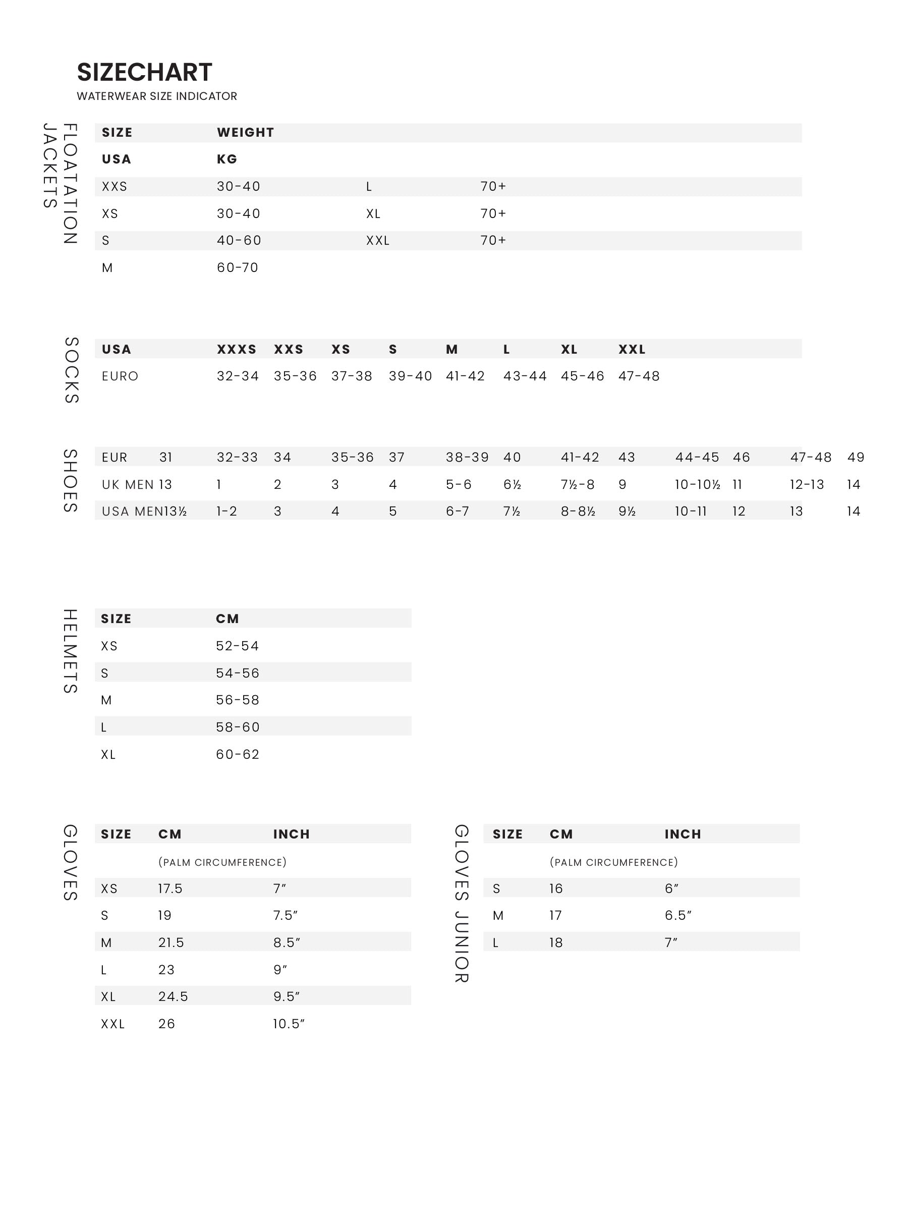 Size Chart – Magic Marine